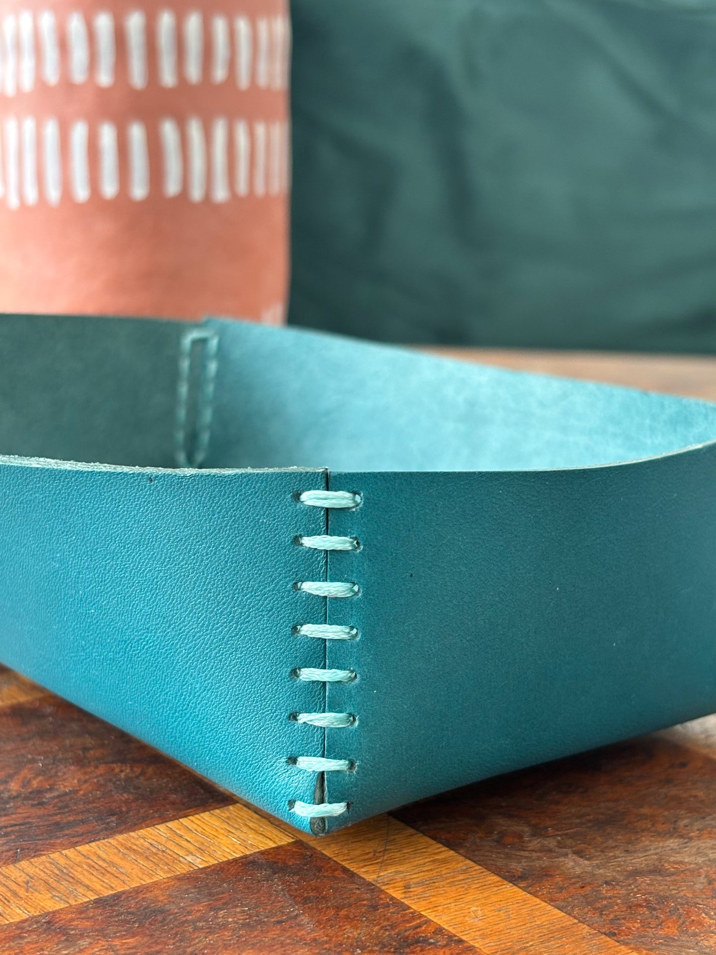 Elsie - Turquoise - Leather Tray