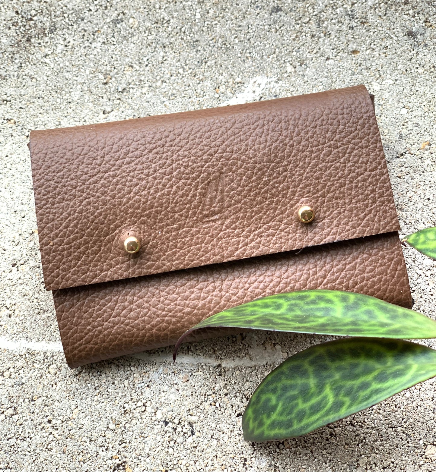Mary - Upcycled Leather Card Wallet with key Hook