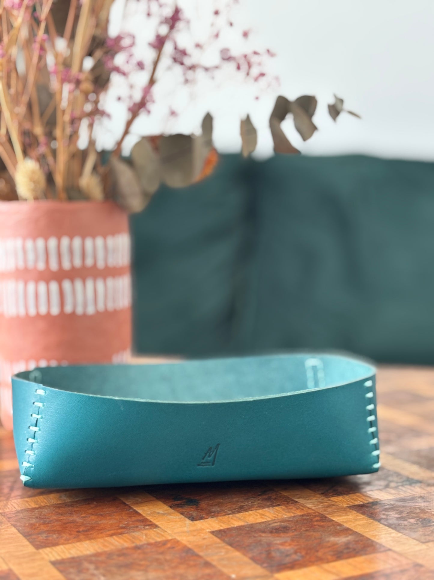 Elsie - Turquoise - Leather Tray